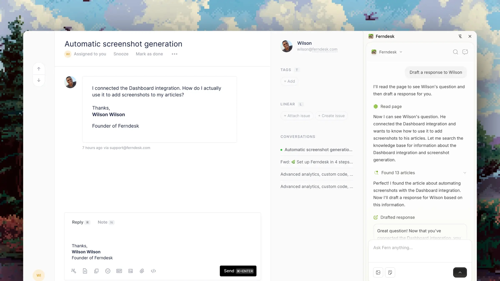Chatting with documentation in the Ferndesk Chrome extension